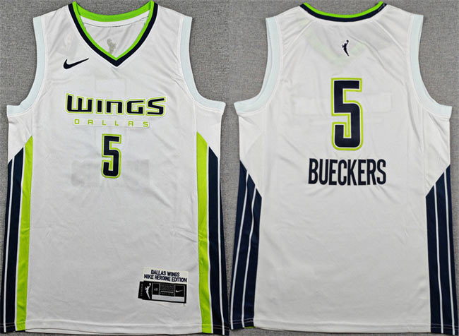 Men's Dallas Wings 5 Paige Bueckers White Stitched Basketball Jersey