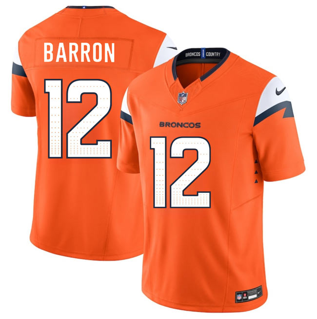Men's Denver Broncos 12 Jahdae Barron Orange 2025 Draft F.U.S.E. Vapor Limited Football Stitched Jersey