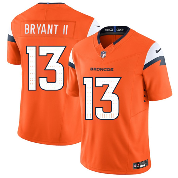 Men's Denver Broncos 13 Pat Bryant II Orange 2025 Draft F.U.S.E. Vapor Limited Football Stitched Jersey