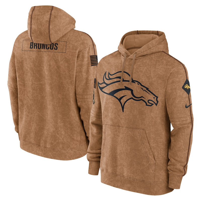 Men's Denver Broncos Nike Brown 2023 Salute To Service Club Pullover Hoodie