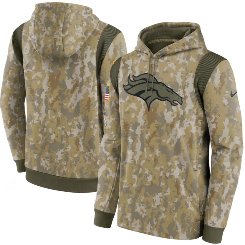 Men's Denver Broncos Nike Camo 2021 Salute To Service Therma Performance Pullover Hoodie