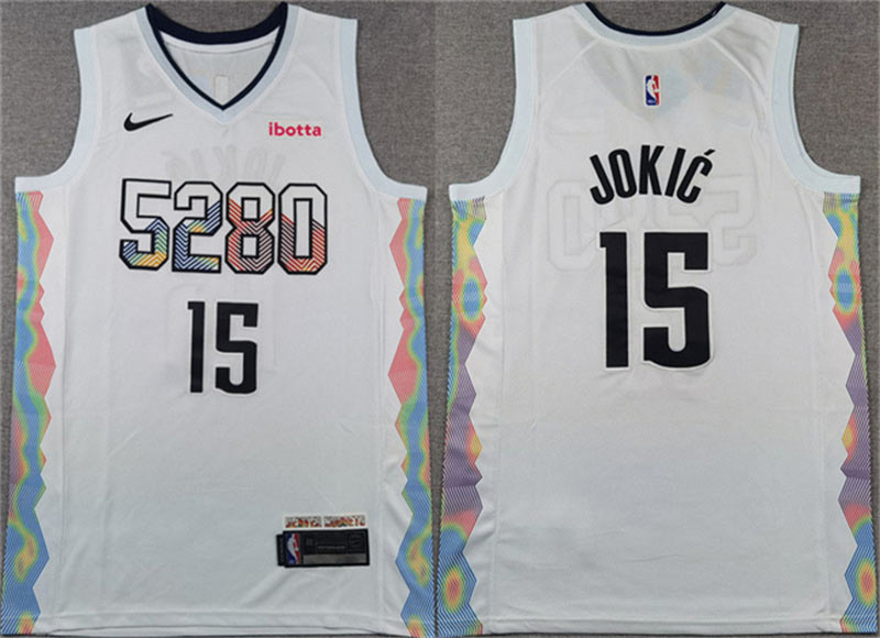 Men's Denver Nuggets 15 Nikola Jokic White 2024 25 City Edition Stitched Basketball Jersey