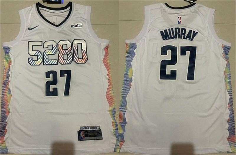 Men's Denver Nuggets 27 Jamal Murray White 2024 25 City Edition Stitched Basketball Jersey