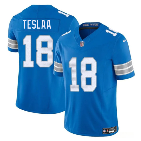 Men's Detroit Lions 18 Isaac TeSlaa Blue 2025 Draft F.U.S.E. Vapor Limited Football Stitched Jersey