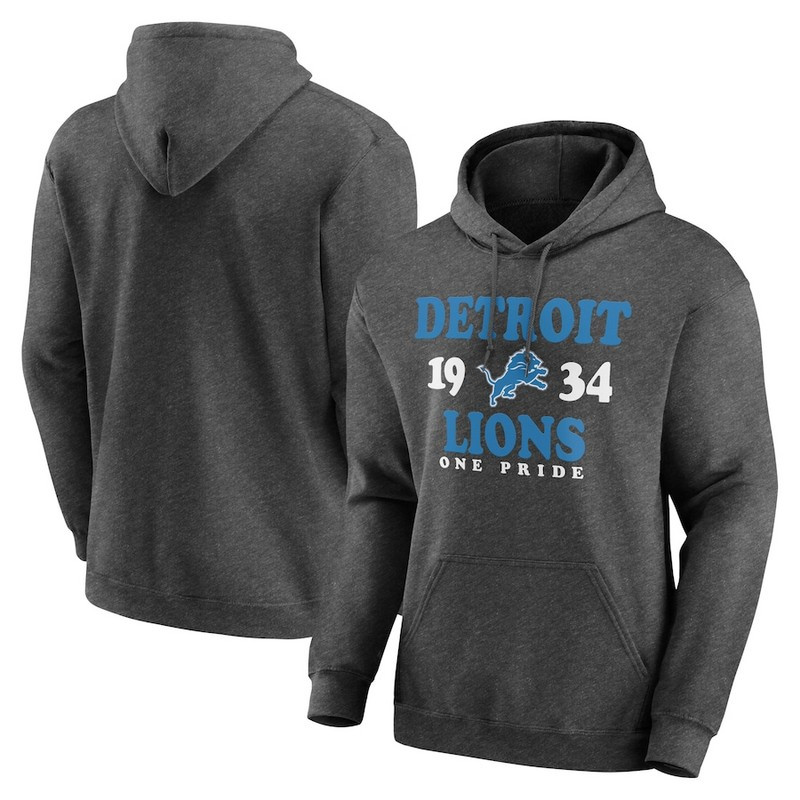 Men's Detroit Lions Heathered Charcoal Fierce Competitor Pullover Hoodie