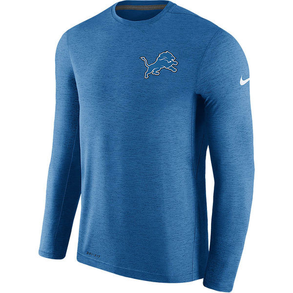 Men's Detroit Lions  Blue Coaches Long Sleeve Performance T Shirt