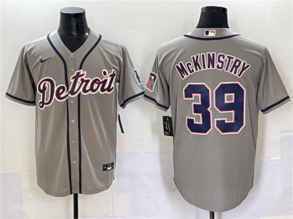 Men's Detroit Tigers 39 Zach McKinstry Gray Cool Base Stitched Baseball Jersey