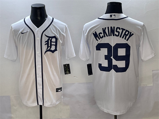 Men's Detroit Tigers 39 Zach McKinstry White Cool Base Stitched Baseball Jersey
