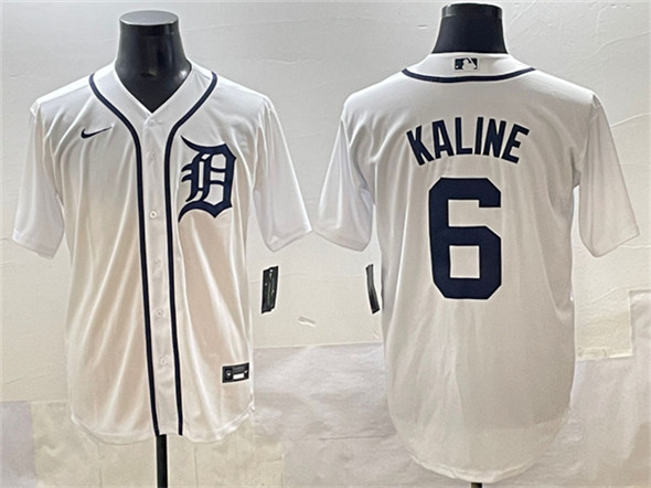 Men's Detroit Tigers 6 Al Kaline White Cool Base Stitched Baseball Jersey