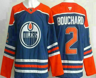 Men's Edmonton Oilers 2 Evan Bouchard Blue Authentic Jersey