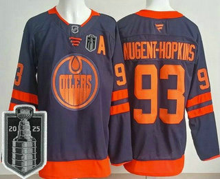 Men's Edmonton Oilers 93 Ryan Nugent Hopkins Navy 2025 Stanley Cup Final Authentic Jersey