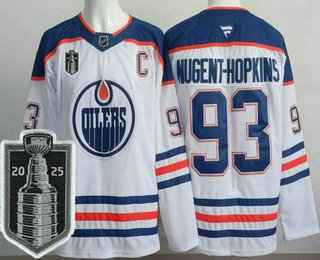 Men's Edmonton Oilers 93 Ryan Nugent Hopkins White 2025 Stanley Cup Final Authentic Jersey