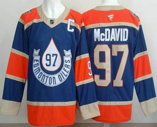 Men's Edmonton Oilers 97 Connor McDavid Blue Heritage Classic Authentic Jersey