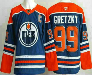 Men's Edmonton Oilers 99 Wayne Gretzky Blue Authentic Jersey