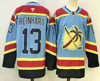 Men's Florida Panthers 13 Sam Reinhart Blue Reverse Retro Stitched Authentic Jersey
