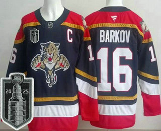 Men's Florida Panthers 16 Aleksander Barkov Navy 2025 Stanley Cup Final Authentic Jersey