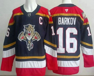 Men's Florida Panthers 16 Aleksander Barkov Navy Authentic Jersey