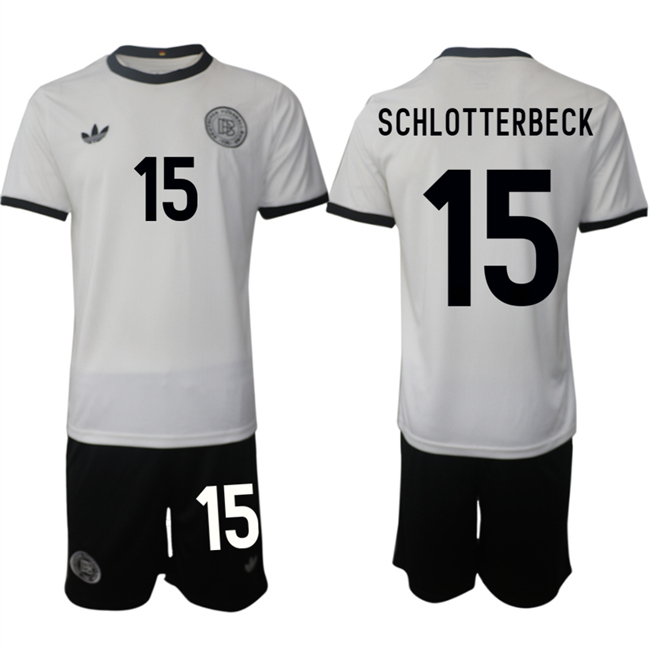 Men's Germany 15 Nico Schlotterbeck White 2025 Home Soccer Jersey Suit