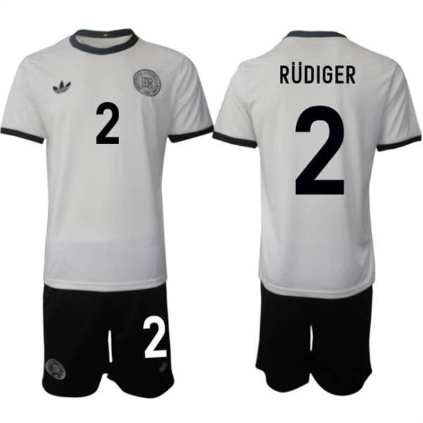 Men's Germany 2 Antonio Rüdiger White 2025 Home Soccer Jersey Suit