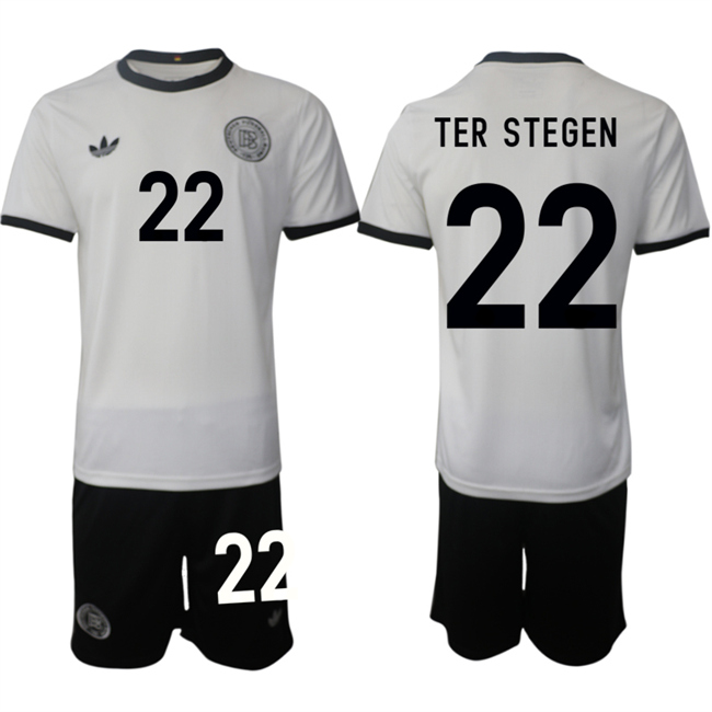 Men's Germany 22 Marc Andre ter Stegen White 2025 Home Soccer Jersey Suit