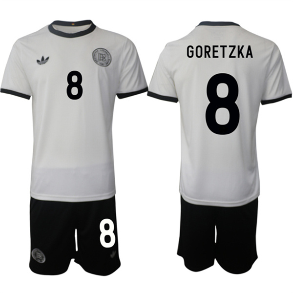 Men's Germany 8 Leon Goretzka White 2025 Home Soccer Jersey Suit