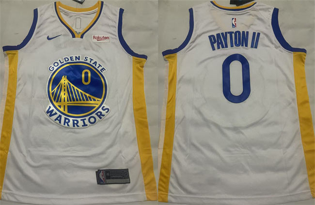 Men's Golden State Warriors 0 Gary Payton II White Association Edition Stitched Basketball Jersey