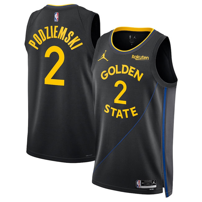 Men's Golden State Warriors 2 Brandin Podziemski Black 2024 25 Statement Edition Stitched Basketball Jersey