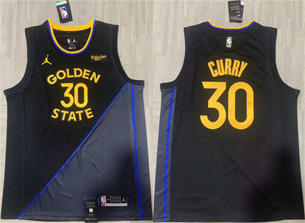 Men's Golden State Warriors 30 Stephen Curry Black 2024 25 Stitched Basketball Jersey
