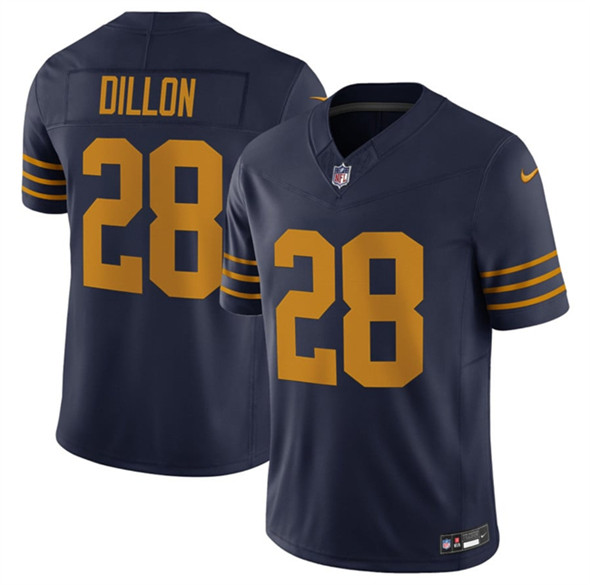 Men's Green Bay Packers 28 A. J. Dillon Navy The 1923 Classic Vapor F.U.S.E. Limited Football Stitched Jersey