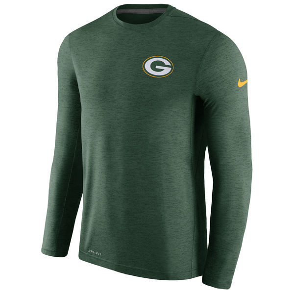 Men's Green Bay Packers  Green Coaches Long Sleeve Performance T Shirt