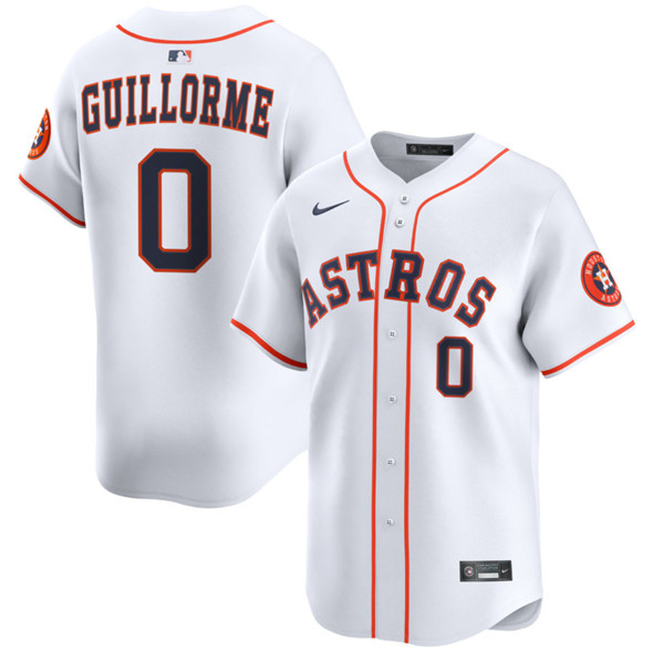 Men's Houston Astros 0 Luis Guillorme White 2025 Home Limited Stitched Baseball Jersey