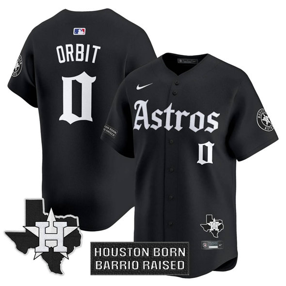 Men's Houston Astros 0 Orbit Black 'Gothic Edition' Vapor Limited Stitched Baseball Jersey