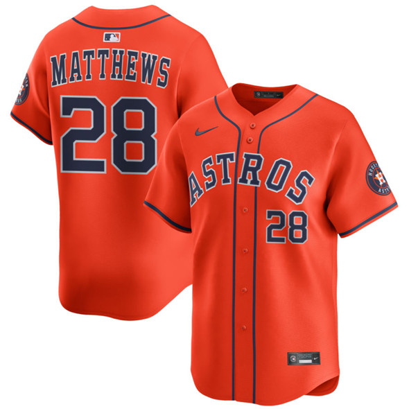 Men's Houston Astros 28 Brice Matthews Orange 2025 Alternate Limited Stitched Baseball Jersey