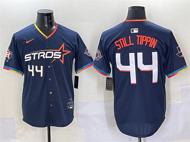 Men's Houston Astros 44 Still Tippin Navy 2025 City Connect With Texas Patch Limited Stitched Baseball Jersey