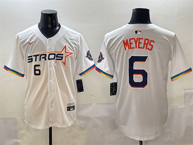 Men's Houston Astros 6 Jake Meyers White 2025 City Connect Limited Stitched Baseball Jersey