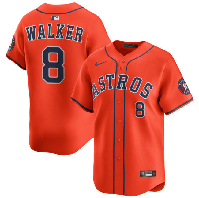Men's Houston Astros 8 Christian Walker Orange 2025 Alternate Limited Stitched Baseball Jersey