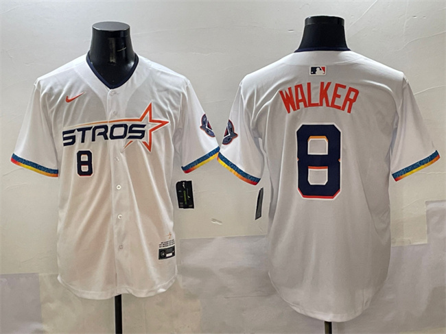 Men's Houston Astros 8 Christian Walker White 2025 City Connect Limited Stitched Baseball Jersey