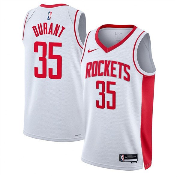Men's Houston Rockets 35 Kevin Durant White Association Edition Stitched Jersey