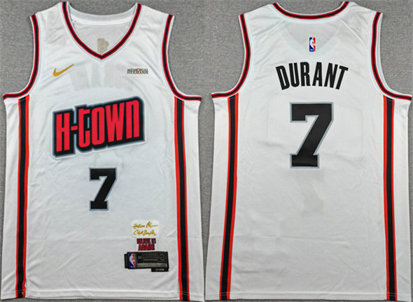 Men's Houston Rockets 7 Kevin Durant White 2024 25 City Edition Stitched Jersey