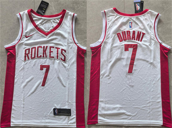 Men's Houston Rockets 7 Kevin Durant White 2025 Association Edition Stitched Jersey