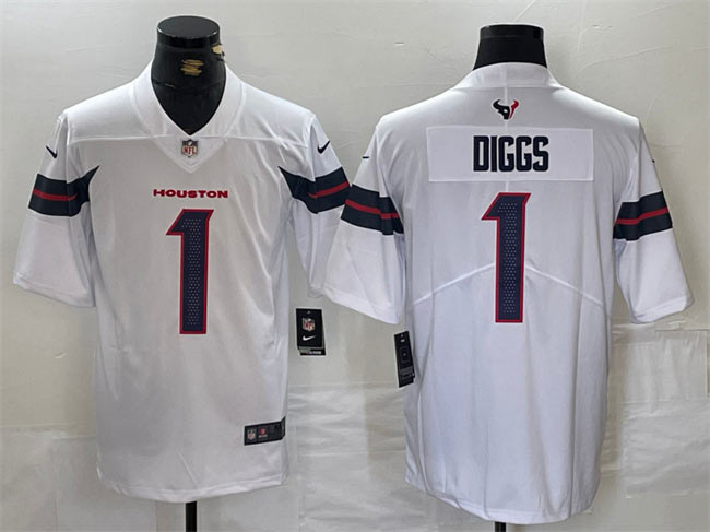 Men's Houston Texans 1 Stefon Diggs White Vapor Untouchable Stitched Football Jersey