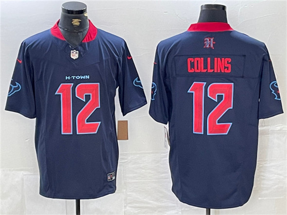 Men's Houston Texans 12 Nico Collins Navy 2nd Alternate F.U.S.E. Vapor Limited Football Stitched Jersey