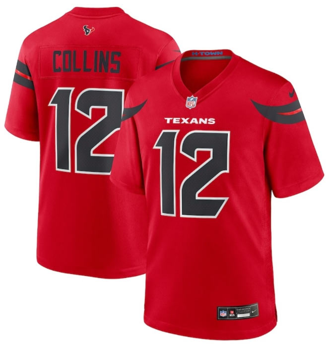 Men's Houston Texans 12 Nico Collins Red Alternate Vapor Limited Football Stitched Jersey