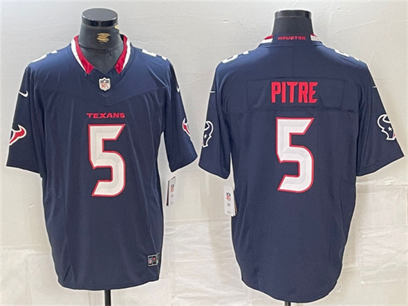 Men's Houston Texans 5 Jalen Pitre Navy F.U.S.E. Vapor Limited Football Stitched Jersey