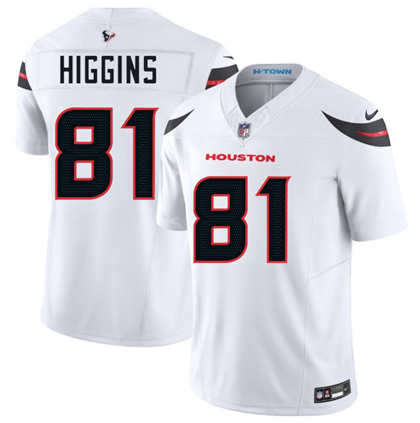 Men's Houston Texans 81 Jayden Higgins White 2025 Draft Vapor F.U.S.E. Limited Football Stitched Jersey