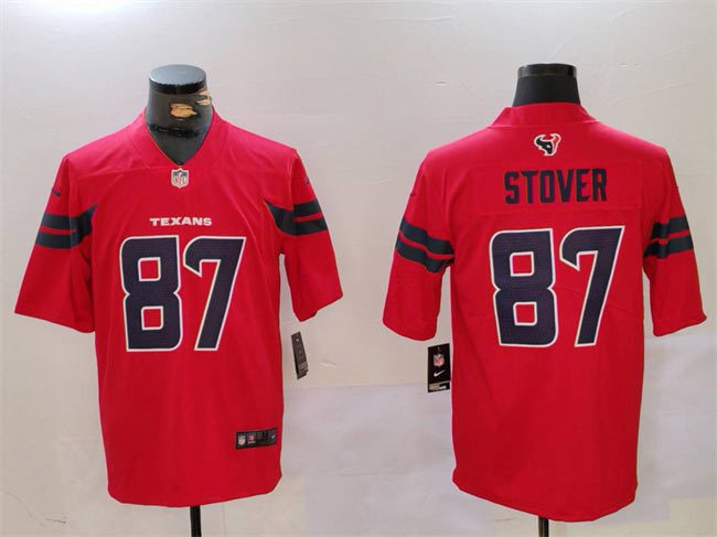 Men's Houston Texans 87 Cade Stover Red Vapor Untouchable Football Stitched Jersey