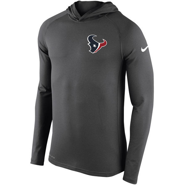 Men's Houston Texans  Charcoal Stadium Touch Hooded Performance Long Sleeve T Shirt