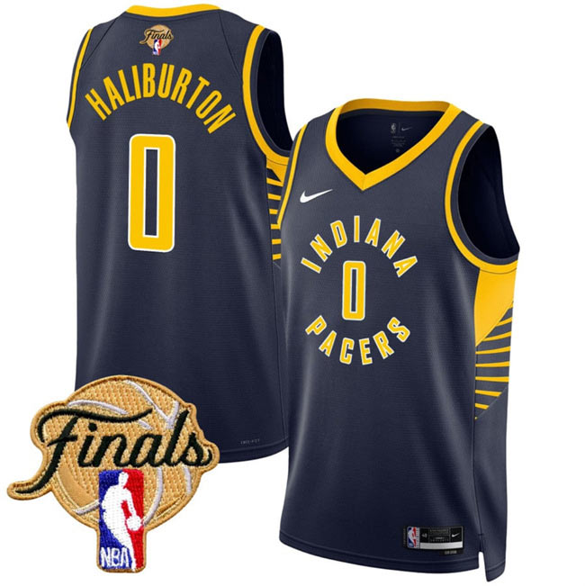Men's Indiana Pacers 0 Tyrese Haliburton Navy 2025 Finals Icon Edition Stitched Basketball Jersey