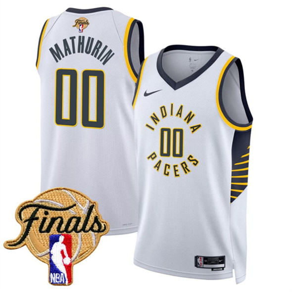Men's Indiana Pacers 00 Bennedict Mathurin White 2025 Finals Association Edition Stitched Basketball Jersey