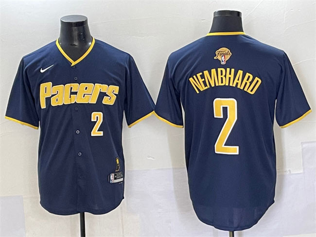 Men's Indiana Pacers 2 Andrew Nembhard Navy 2025 Finals Vapor Stitched Baseball Jersey
